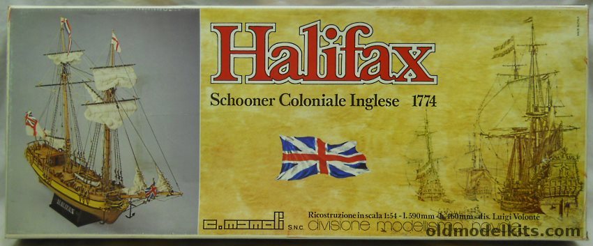 Mamoli 1/54 Halifax English Colonial Schooner 1774, MV37 plastic model kit